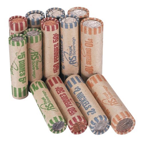 Assorted Quarter, Dimes, Nickels, Pennies, Tubes Paper Coin Wrappers