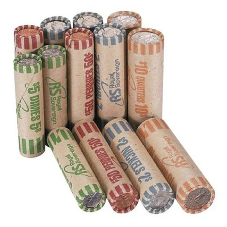 Assorted Quarter, Dimes, Nickels, Pennies, Tubes Paper Coin Wrappers, Pack of (Best Coin For Knuckle Roll)