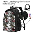 thumbnail image 2 of Balery Skulls Roses Mochila con carga USB para hombre y mujer - Mochila impermeable y antirrobo para portátil con puerto USB para viajes, trabajo, estudios y universidad, 2 of 7