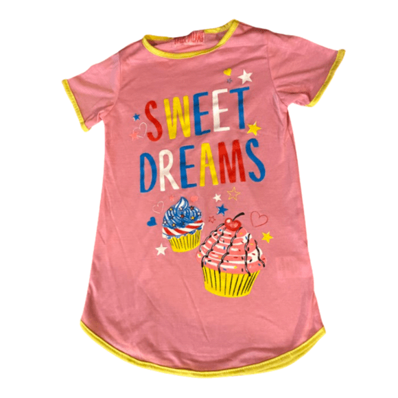 Girls Sweet dreams cupcakes Pink short sleeve nightgown