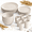 Beige, variant on Rock-textured White 6-Person Wheat Straw Dinnerware Set with Plates, and Cups