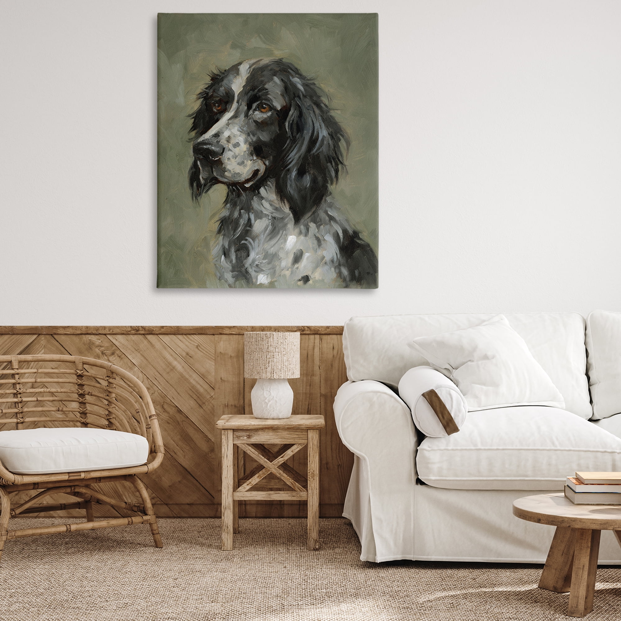Stupell Industries Cocker Spaniel Portrait Animals & Insects Painting Gallery Wrapped Canvas Art Print Wall Art, 36 x 48