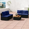 thumbnail image 4 of Gymax 5 Piece Outdoor Furniture Set w/ Seat & Back Cushions Acacia Wood Tabletop Navy, 4 of 9