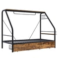 thumbnail image 5 of DreamBuck Twin Size Metal Bed Frame with 2 Drawers and Shelves, Platform Bed Frame with Clothes Rack, Heavy Duty Bed Frame for Bedroom, Drom, Small Room, Metal Slat Support, No Box Spring Needed, 5 of 9