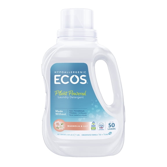 ECOS Plant-Based Magnolia & Lily Laundry Detergent, 50 Loads