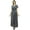 Gray, variant on Bimba Womenâ€™s Solid V-Neck Sleeve Long Maxi Dress with Drawstring Waist