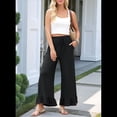 thumbnail image 4 of Pantalones Palazzo de Pierna para Mujer, Cintura Alta, Elásticos, con Cordón y Bolsillos, Color Negro, Talla XXL, 4 of 8