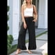 thumbnail image 4 of Pantalones Palazzo de Pierna para Mujer, Cintura Alta, Elásticos, con Cordón y Bolsillos, Color Negro, Talla M, 4 of 8
