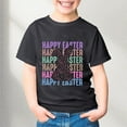thumbnail image 2 of Toddler Girls Shirts Happy Easter Short Sleeve T Shirt Top Cool Cartoon Bunny T-Shirt Boys & Girls Shirts,Black,6-7 Years, 2 of 4