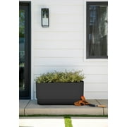 Veradek Demi Series 30 Long Plastic-Stone Planter - Black 2 Pack