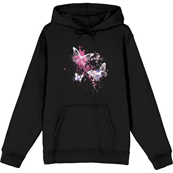 Celestial Tropics Butterfly Adult Black Long Sleeve Hoodie-Medium