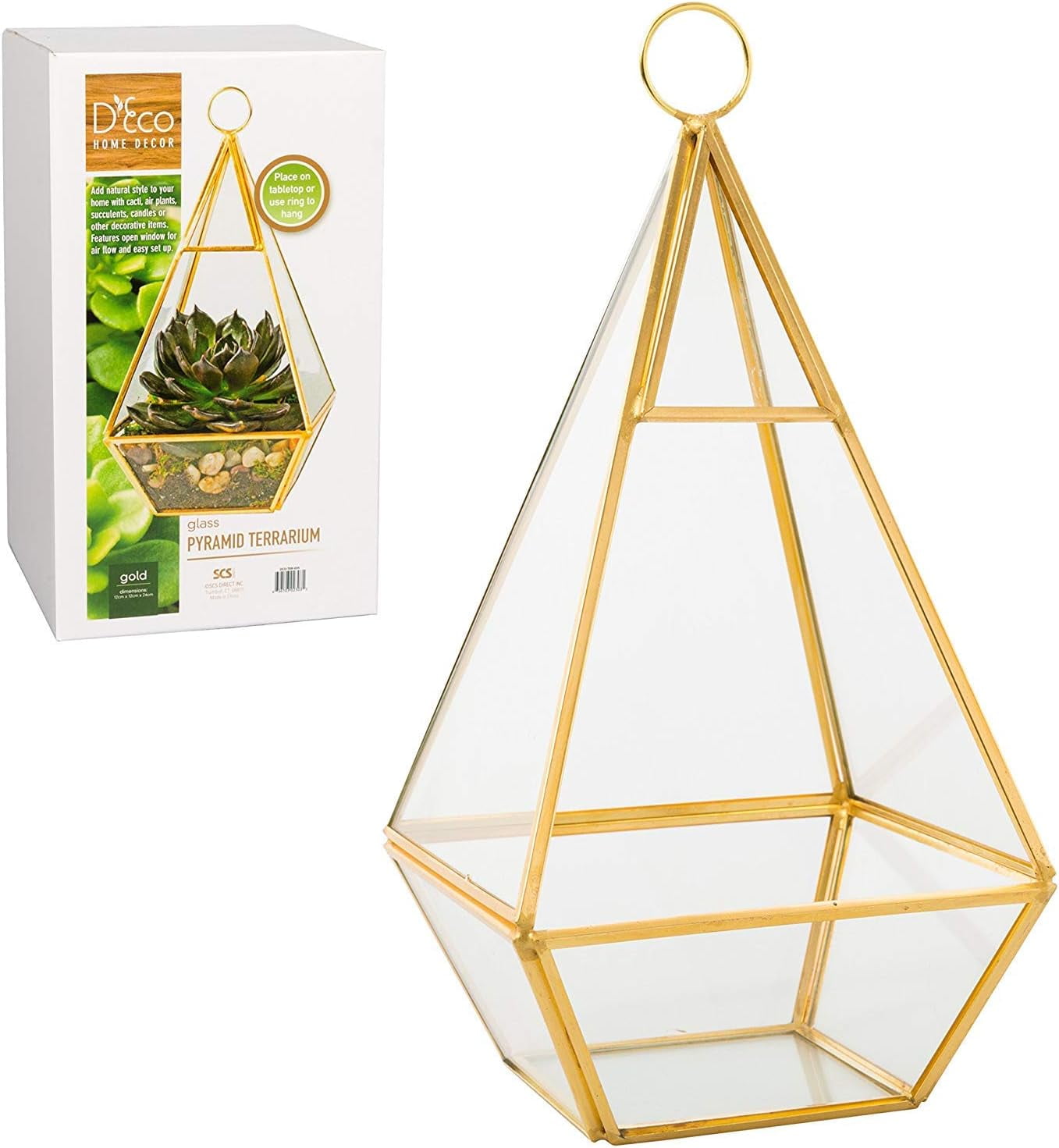 Deco Glass Geometric DIY Terrarium for Succulent & Air Plant - Hanging Pyramid Shaped for Indoor Gardening Decor - Create Your own Flower, Fern, Moss Centerpiece - Great Gift