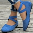 thumbnail image 5 of Miluxas Women's Flats Comfortable Fashion Shoes for Women with Ankle Straps Dressy Ballerina Style Closed Toe for Women Casual Flat Blue 7(39), 5 of 7