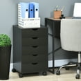 thumbnail image 2 of HOMCOM File Cabinet with 5 Drawer Wheels Storage Organizer Black, 2 of 10