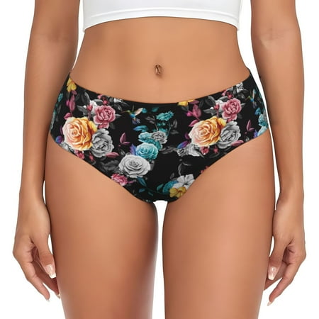 Womens Underwear - Hibiscus rose No Show Seamless Underwear for Women  Soft Stretch Womens Panties  Hipster Ladies Panties Bikini Underwear Briefs