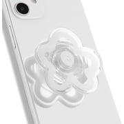 Cute Transparent Daisy Flower Phone Grip – Collapsible Stand Holder for Smartphone and Tablet, Cell Phone Accessory (White, 2-Pack)