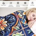 thumbnail image 3 of Creowell Throw Blanket for Couch Mexican Tiles Print Blanket Super Soft Cozy Retro Floral Blue and Orange Blanket  for Couch Sofa Bed Christmas Halloween Fathers Mothers Valentines Day Gift, 3 of 6