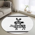 thumbnail image 3 of 3.3ft Washable Round Rug, Farmhouses Animal Non-Slip Circle Area Rug for Entryway Bedroom, Cow Pig Chicken Animal Stripes Text Indoor Accent Floor Mat for Home Decor, 3 of 9