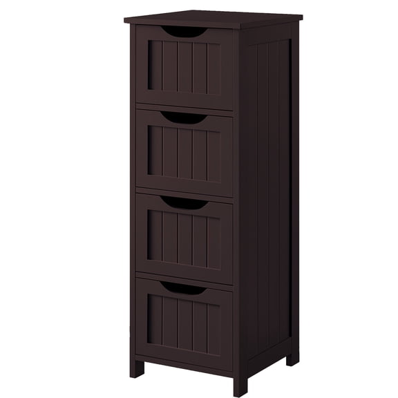Freestanding Bathroom Cabinet with 4 Deep Drawers, Entryway Hallway Storage Organizer, Sleek Black Finish, Compact Home Furniture