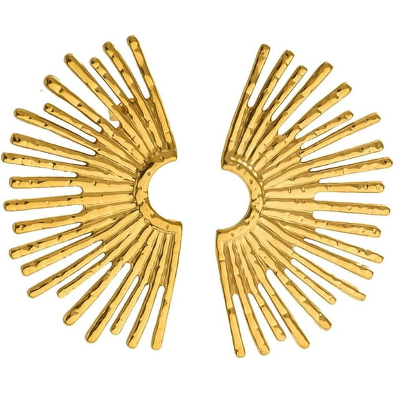 Gold Statement Earrings for Women Trendy Stud Earrings Big Scallop Earrings Dainty Lightweight Jewelry Gift