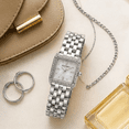 thumbnail image 4 of ELLEN TRACY Women’s Silver Bracelet Watch – White Square Dial with Faceted Crystals, 4 of 7