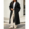 thumbnail image 5 of Womens Oversized Long Trench Coat Double Breasted Lapel Windproof Overcoat with Belt, 5 of 6
