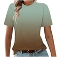 thumbnail image 2 of Naotn Gradient Short Sleeve Tops for Women Summer Casual Crew Neck Shirts Trendy Vacation Beach Blouses Fashion Basic-fit Tee, 2 of 7