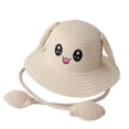 thumbnail image 3 of Sombrero de paja con orejas de conejo Sunnimix para niños ala Ancha Color beige, 3 of 8