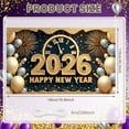thumbnail image 2 of Gold Glitter Happy New Year Banner Silver Balloons 2026 New Year Display Fireworks Design Clock Pattern New Year Backdrop for New Year Party Holiday Celebration Indoor Decoration, 2 of 8