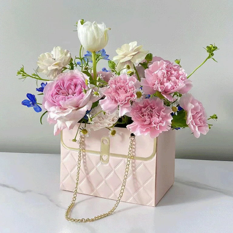 12 Pcs Kraft Flower Gift Bags Bouquet Paper Bags with Handle Waterproof  Bouquet Gift Box Empty Bouquet Bags for Flowers Rectangle Packaging Wrap  Bags
