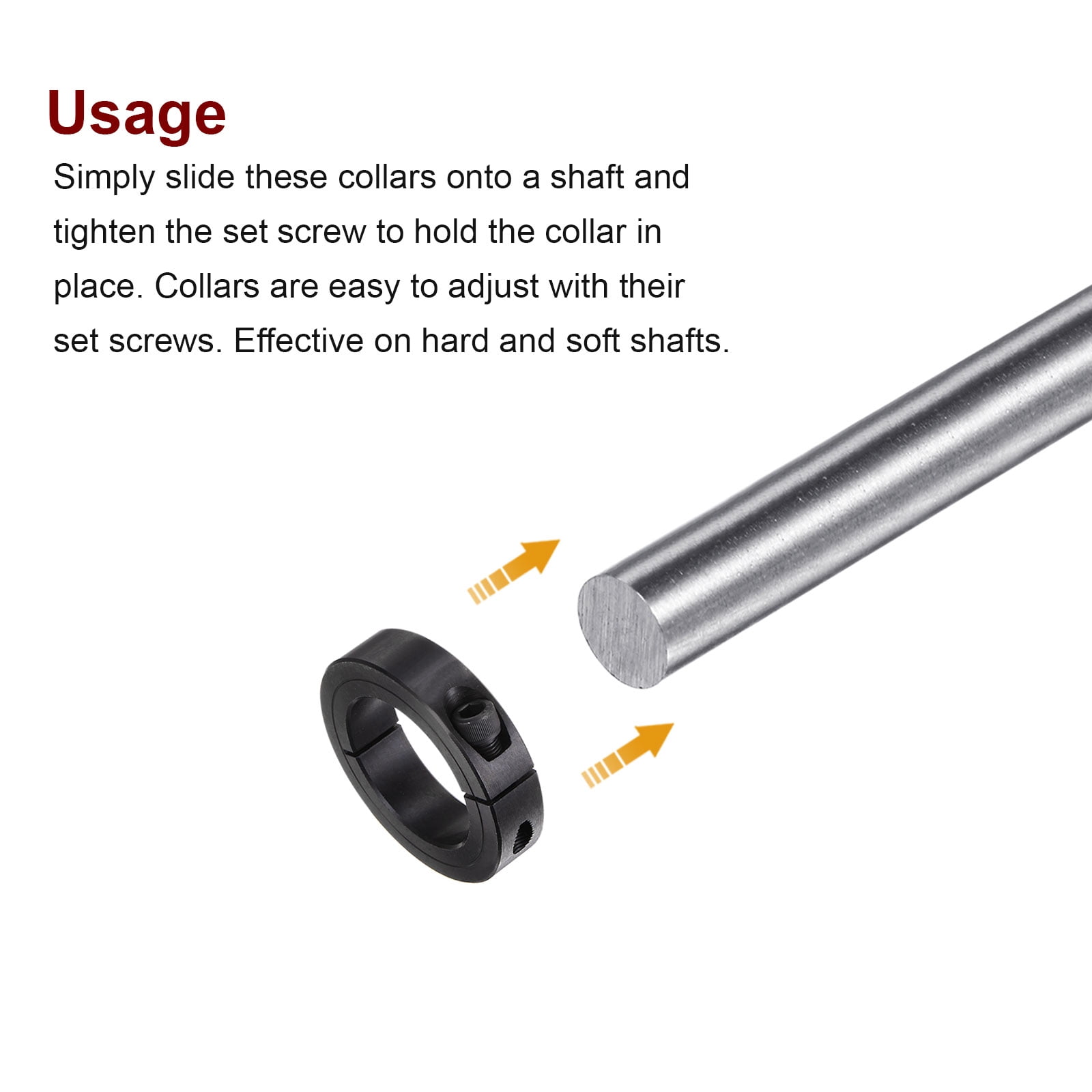 Uxcell 2pcs Shaft Collars 1-7/8" Bore 2-7/8" OD 11/16" Width Single Split Axle Clamp-On Collar with Set Screw