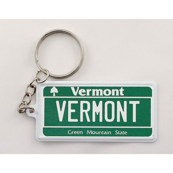 Vermont License Plate Aluminum Ultra-Slim Rectangular Souvenir Keychain