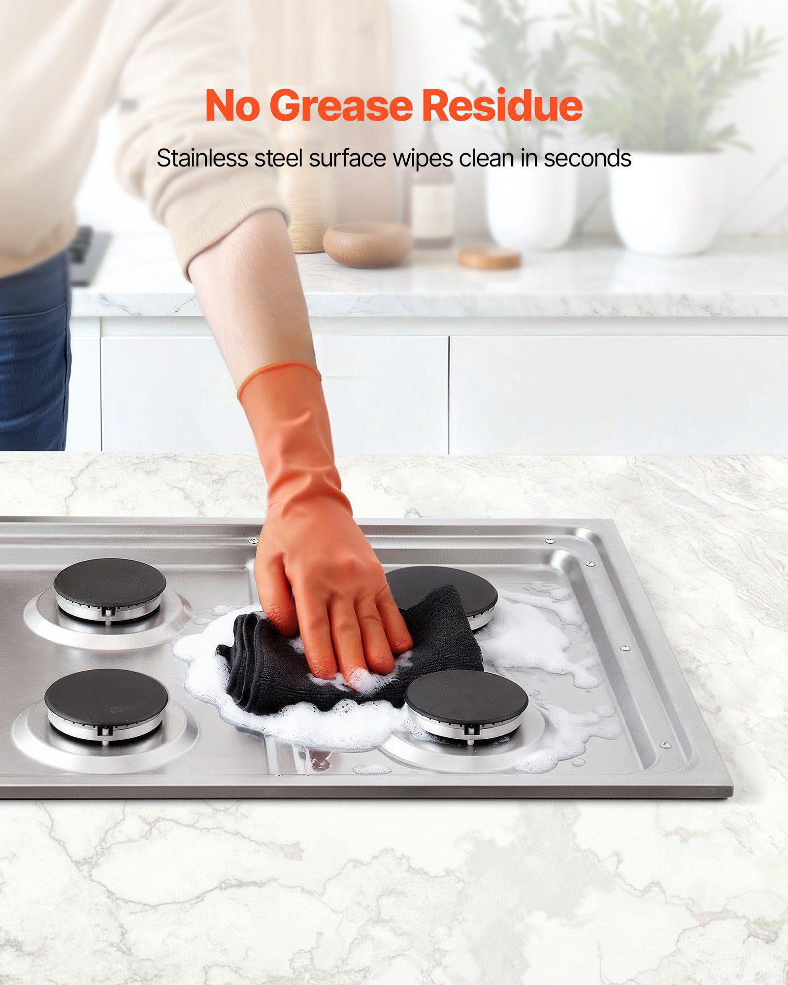 30 Inch 4 Burner Gas Cooktop 48000 BTU Stainless Steel Built In LPG NG Convertible Dual Fuel Sealed Burner Stove Top for Sear Stew Boil Stir Fry