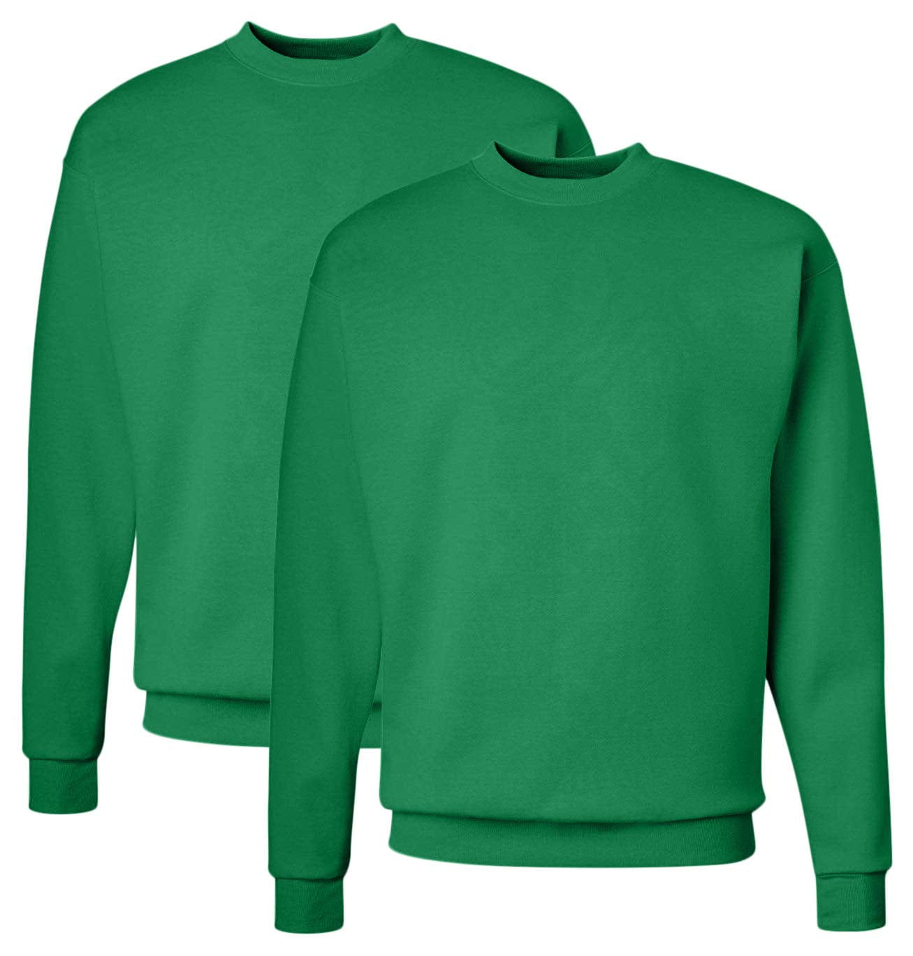 2 Pack Hanes EcoSmart Fleece Sweatshirt Kelly Green Pullover - Walmart.com
