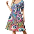 thumbnail image 3 of Vestido de manga corta con estampado de globo ocular Ropa femenina Ropa de verano para mujer Vestido, 3 of 7