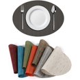 thumbnail image 2 of 4 pack Oval Placemat,PVC Western Table Mat,Woven Heat Insulation Mat,Table Mat,Heat Insulation,Waterproof,Oil-Proof,kitchenware. (Grey,45X32CM), 2 of 4
