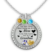 Grandma Necklace Gift for Mom Floating Charm Locket Pendant Necklace | Unique Original Charms Personalized Birthstone Necklace