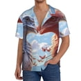 thumbnail image 3 of Honeii 's Red And White Bird Couple for men's short-sleeved button-up collared shirt featuring a pocket, perfect for beach vacations, and travel adventures., 3 of 5