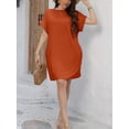 thumbnail image 5 of Burnt Orange Plus Size Solid Batwing Sleeve Shift Dress With Slanted Pockets, 5 of 5