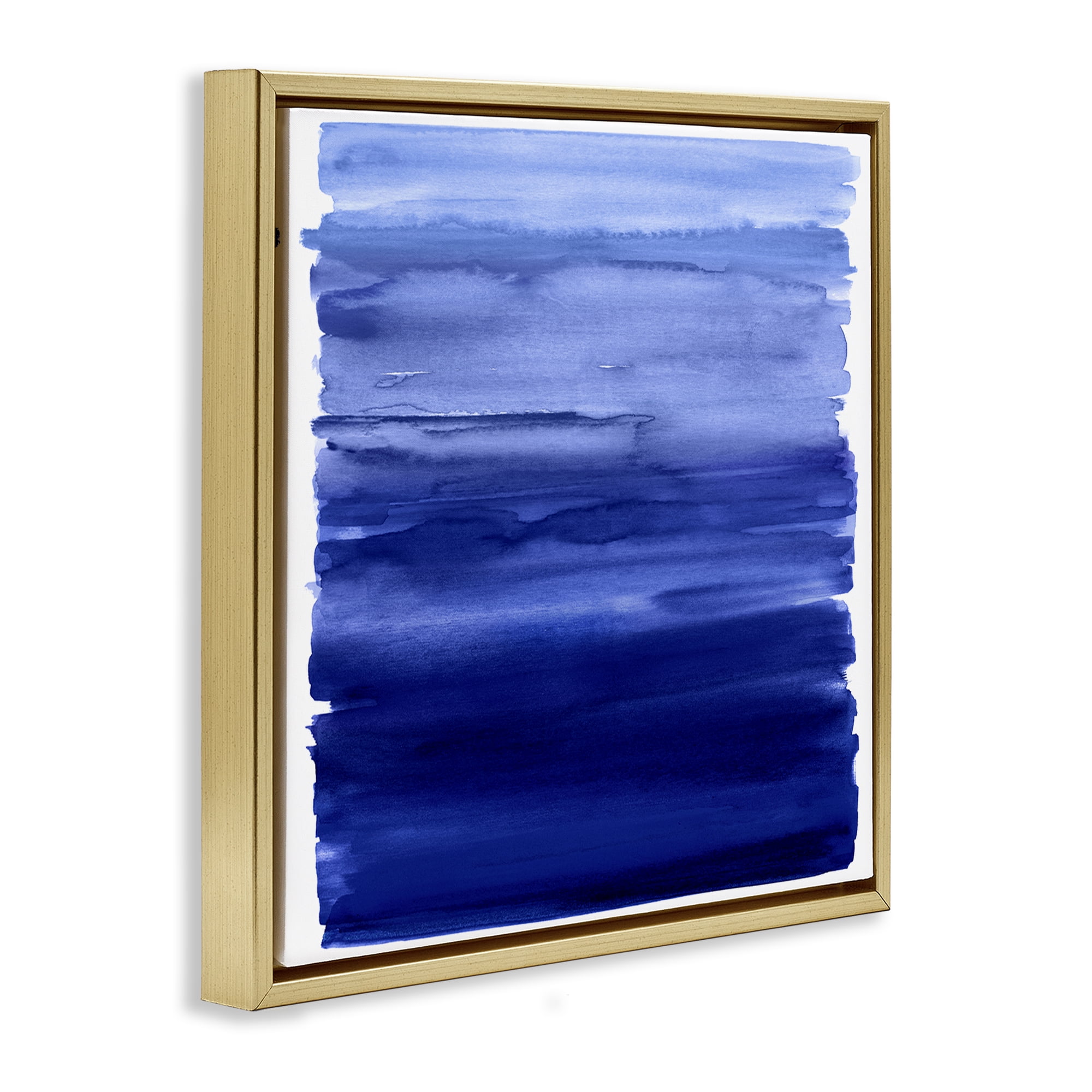 Stupell Industries Indigo Ombre Gradient Gold Framed Floater Canvas Wall Art, design by Allie Corbin
