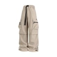 thumbnail image 3 of ThriftyPlait Men's Trendy Cargo Pants Casual Wide Leg Loose Fit Pants Multiple Utility Pockets Drawstring Streetwear Trousers for Men, 3 of 9