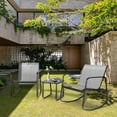 thumbnail image 5 of SUNCROWN 3-Piece Outdoor Rocking Bistro Set, Outdoor Furniture Set with Patio Rocking Chairs, and Glass-Top Table, Small Conversation Set of 3 for Porch, Lawn, Garden, Yard, Balcony, Poolside, Grey, 5 of 7