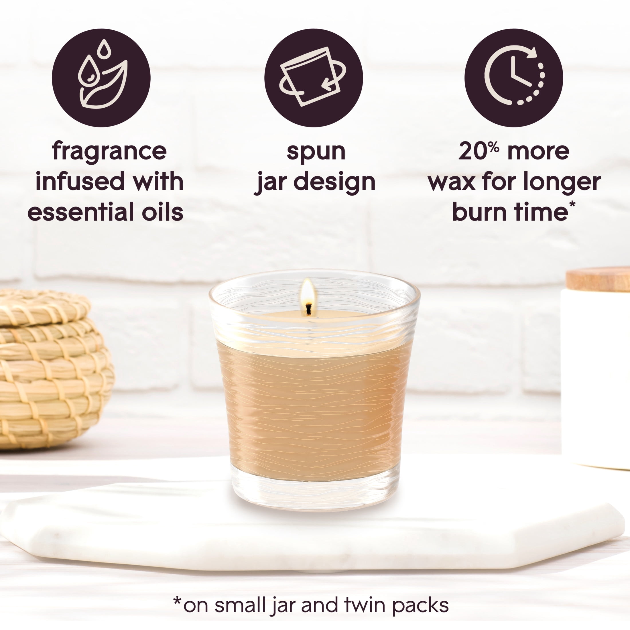 Glade Single Wick Candle, Vanilla Caramel Twist, 8.16 oz, 2 Count