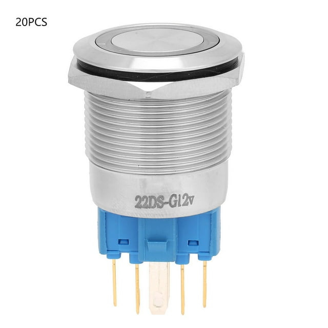 Leylor Interruptores de botón Ticfox 20 piezas 22 mm Cabeza de anillo plano verde