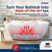 Electric Bubble Massage Bathtub Mat – Non-Slip Full-Body Waterproof Hot Tub Spa Mat for Bath with Heater, Motorized Air Pump, and Remote Control, 6-Speed Adjustable Massage, Aqua