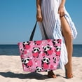 thumbnail image 4 of KLL Panda Heart Valentine Pink Print Large Beach Tote Bag Women Waterproof Sandproof Zipper Beach Tote Bag for Pool Gym Grocery Travel with Wet Pocket, 4 of 7