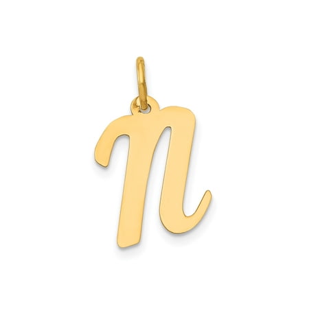 FJC Finejewelers 14 kt Yellow Gold Medium Script Letter N Initial Charm