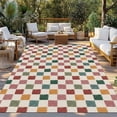 thumbnail image 2 of Colorful Checkered Outdoor Rug for Patio/Deck/Porch, Non-Slip Large Area Rug 6 x 9 Ft, Vintage Plaid Grid Geometric Beige Indoor Outdoor Rugs Washable Area Rugs, Reversible Camping Rug Carpet Runner, 2 of 8