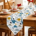 thumbnail image 2 of Cartoons Dinosaurs Table Runner Linen Burlap Table Runner 70 Inches Long Cute Animals Palm Trees Mountains Dresser Scarves for Kitchen Island Coffee Dining Party Wedding Banquet Holiday Decor 13"x70", 2 of 8