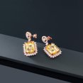 thumbnail image 4 of Gem Stone King 18K Rose Gold Plated Silver Yellow Citrine Dangle Earrings for Women (14.12 Cttw, Gemstone November Birthstone, Octagon Checkerboard 14X10MM), 4 of 4